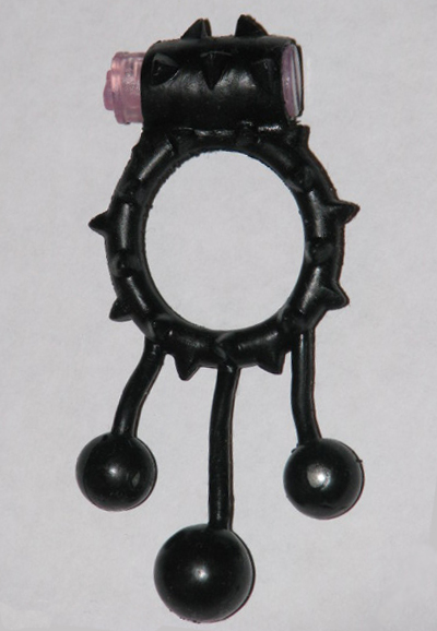 Black Vibrating Cock Ring with Rubber Coated Balls
